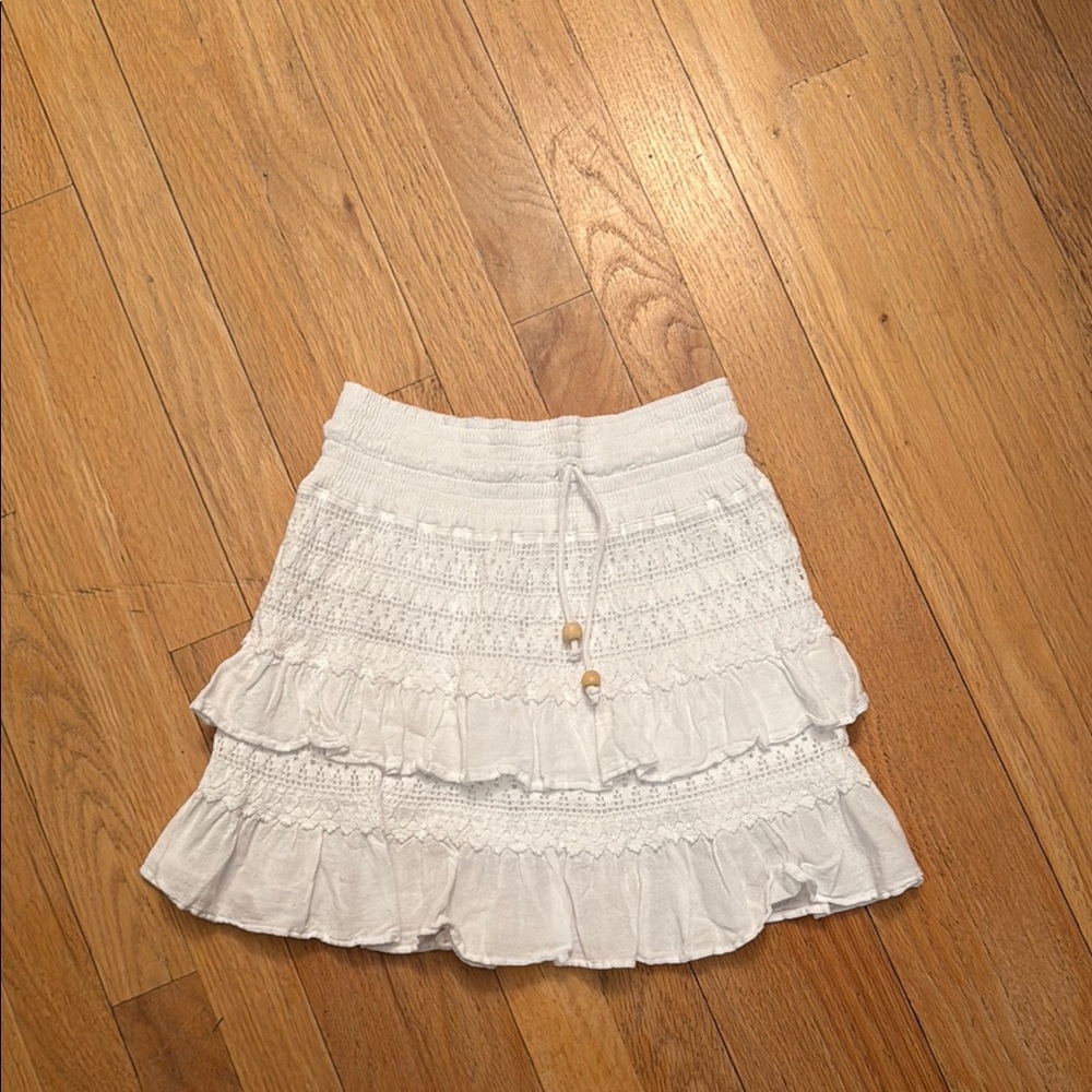 White  Skater Mini Skirt with Ruffled Tiers